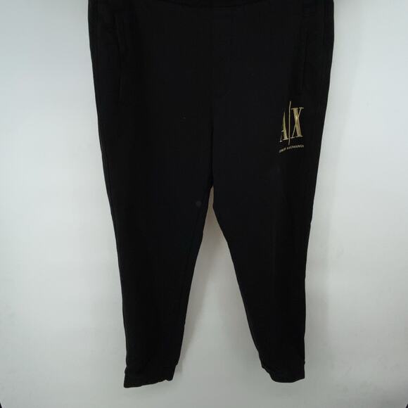 Armani Exchange Black Sweatpants With Gold Embroidered Logo SZ LARGE - Picture 5 of 15